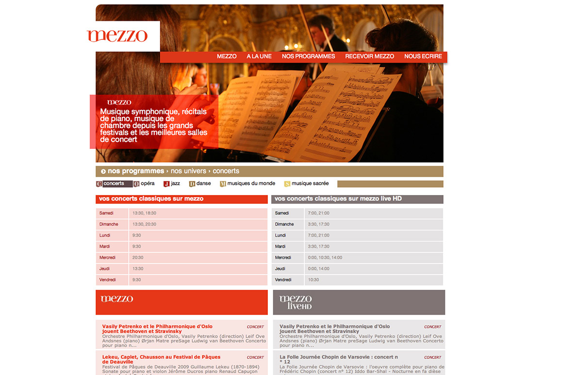 Site Mezzo et Mezzo Live HD pour Lagardère Active